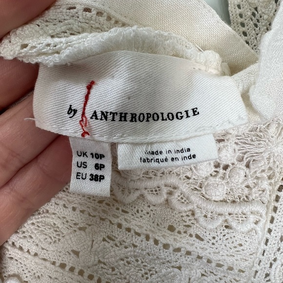 Anthropologie Flowy Long Tank Ruffle Collar &‎ Lace Detailing Ivory Size … - Picture 7 of 8